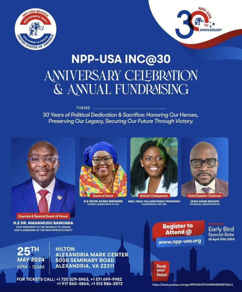 NPP-USA to reaffirm its commitment to Bawumia victory at its 30th Anniversary