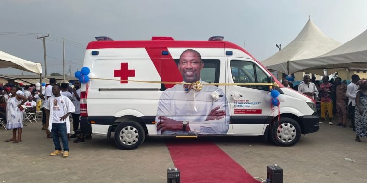 Dr. Okoe Boye presents ambulance to Teshie community clinic