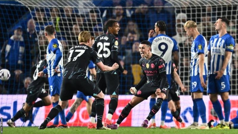 Man City thrash Brighton to go second on premier league table